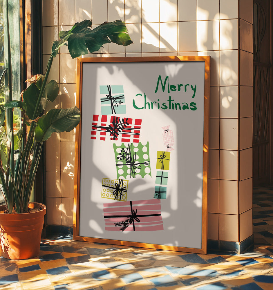 Vagga hög med julklappar | Poster