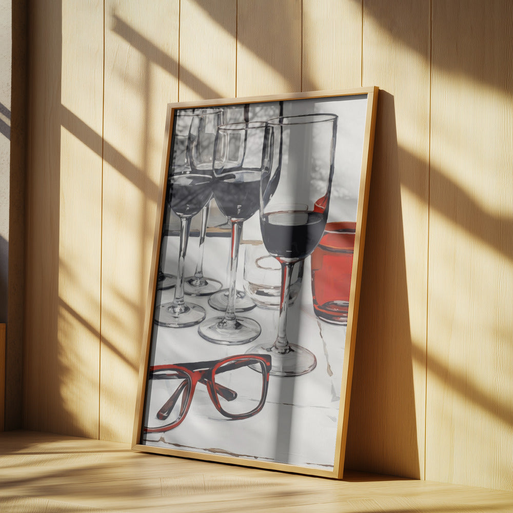 Stilleben med röda glasögon | Poster