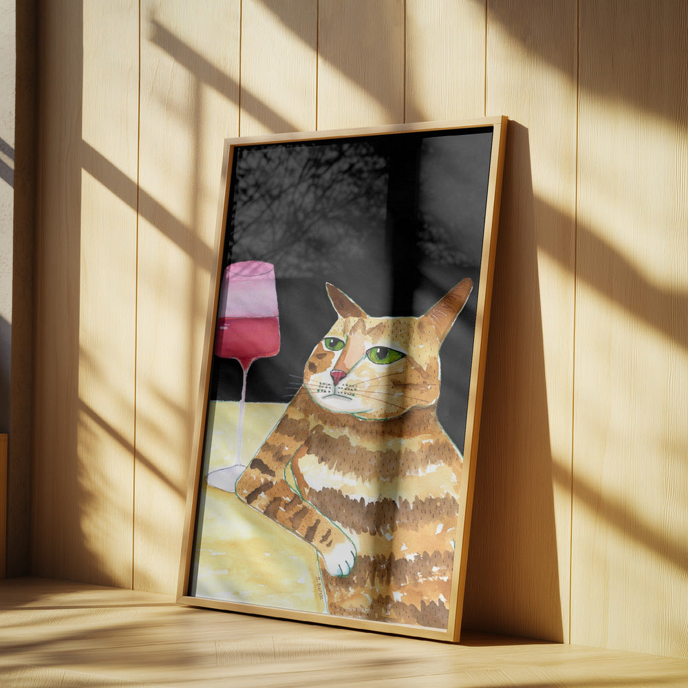 Katt fredagskväll dricker vin rolig katthumor | Poster