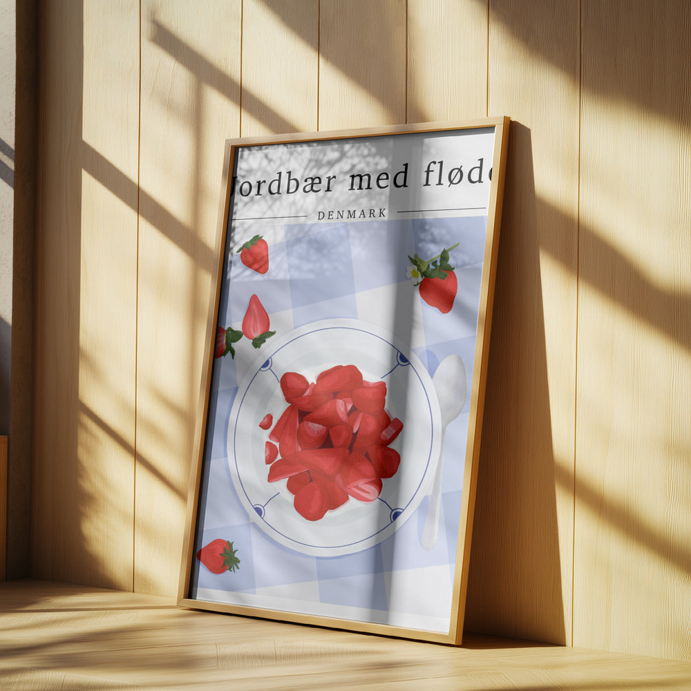 Jordgubb med grädde - Danmark | Poster