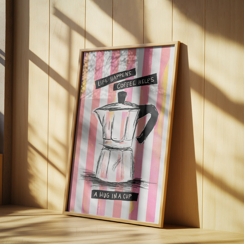 Moccakaffe på ränder - Kram i en kopp | Poster