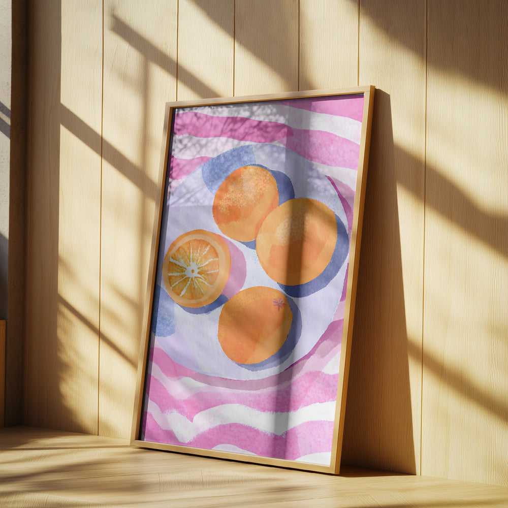 Orangen auf Teller | Poster
