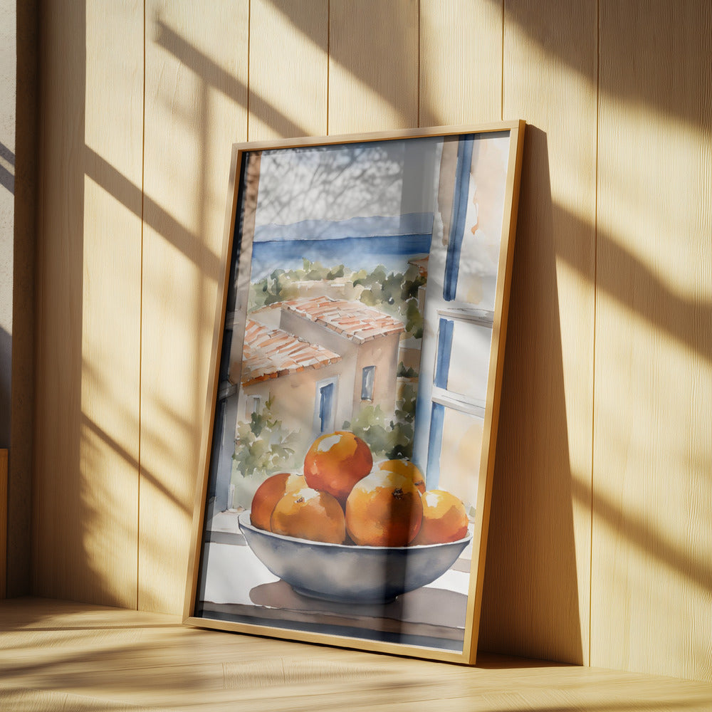 Orangenschale im Fenster | Affisch