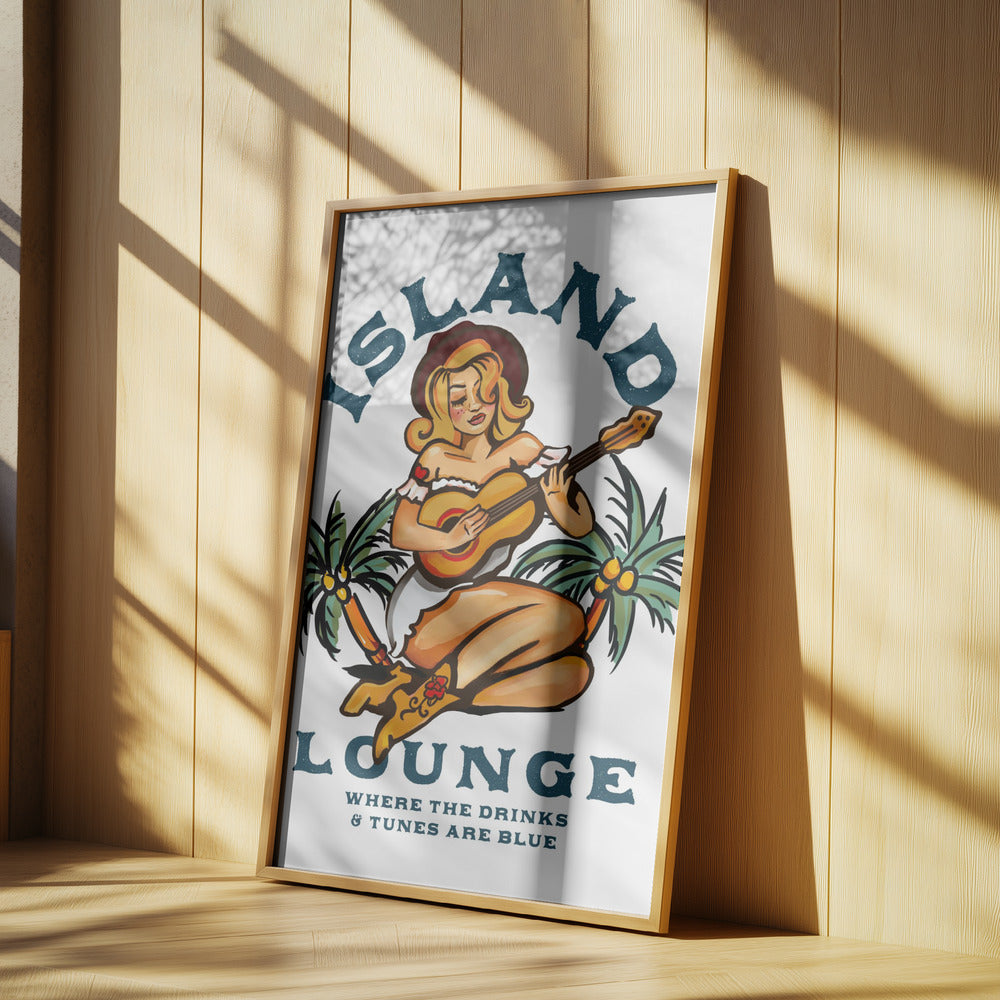 Island Lounge Tropisk pinuppa som spelar gitarr | Poster