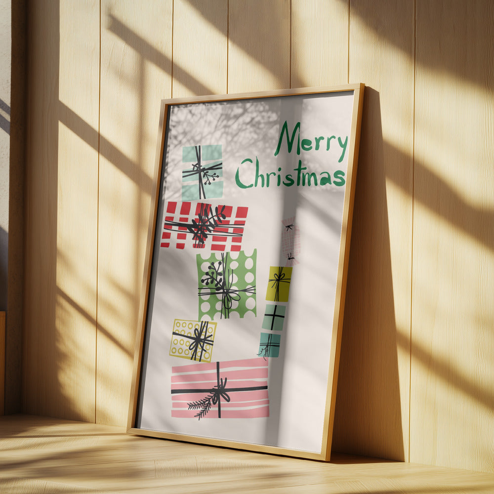 Vagga hög med julklappar | Poster