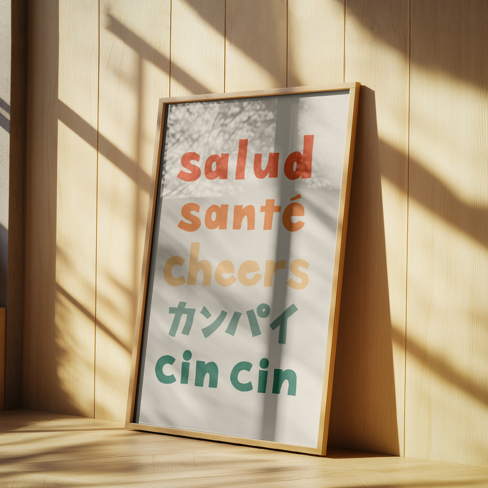 Cheers Typography - Salud Santé Cheers Kanpai Cin cin | Poster