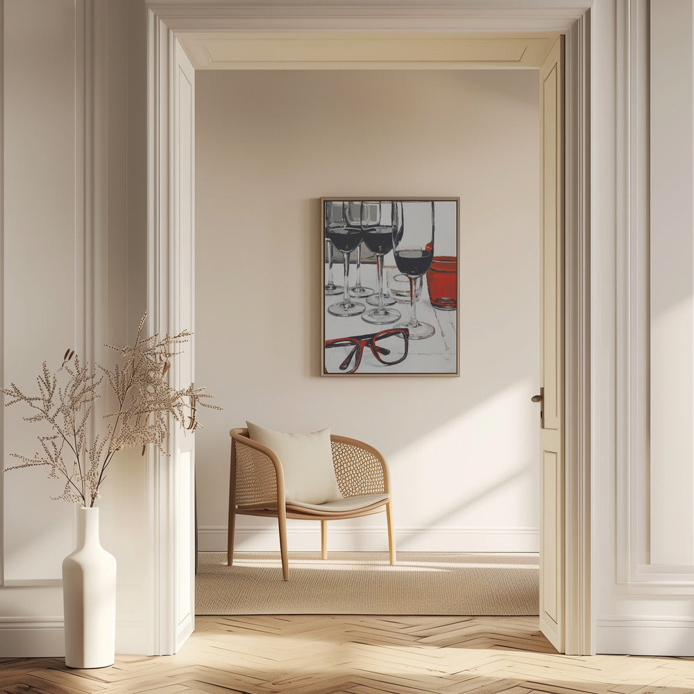 Stilleben med röda glasögon | Poster