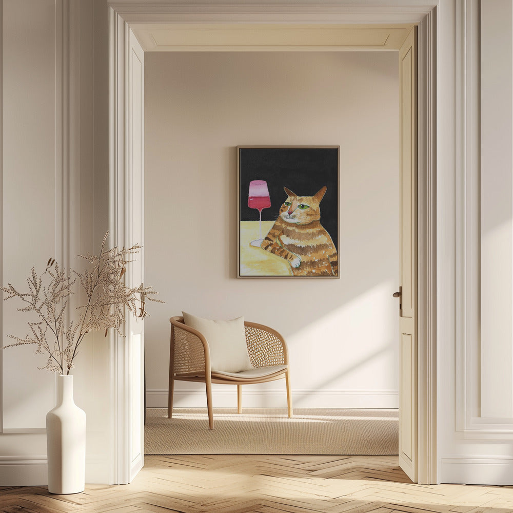 Katt fredagskväll dricker vin rolig katthumor | Poster