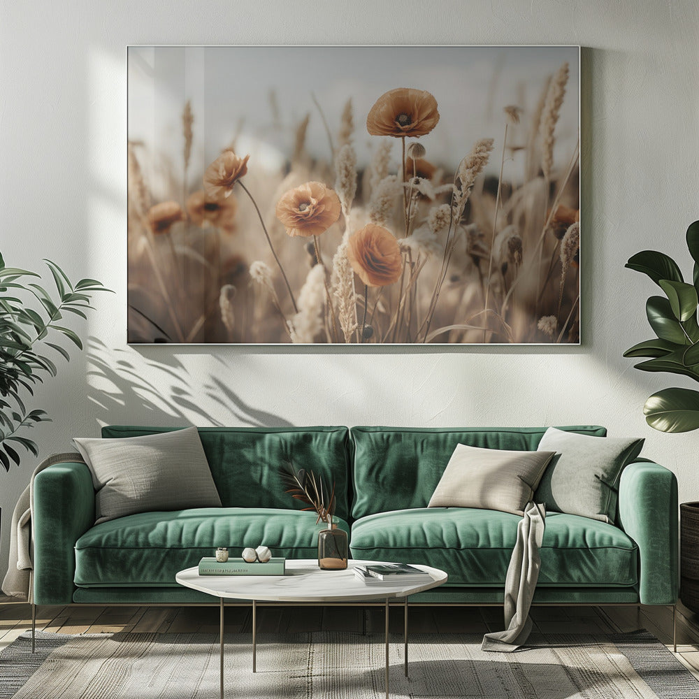 Orangefarbenes Mohnfeld | Leinwand-Bilder