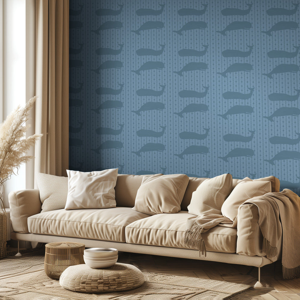 Whales Grey | Wallpaper