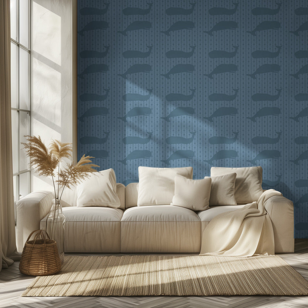 Whales Grey | Wallpaper
