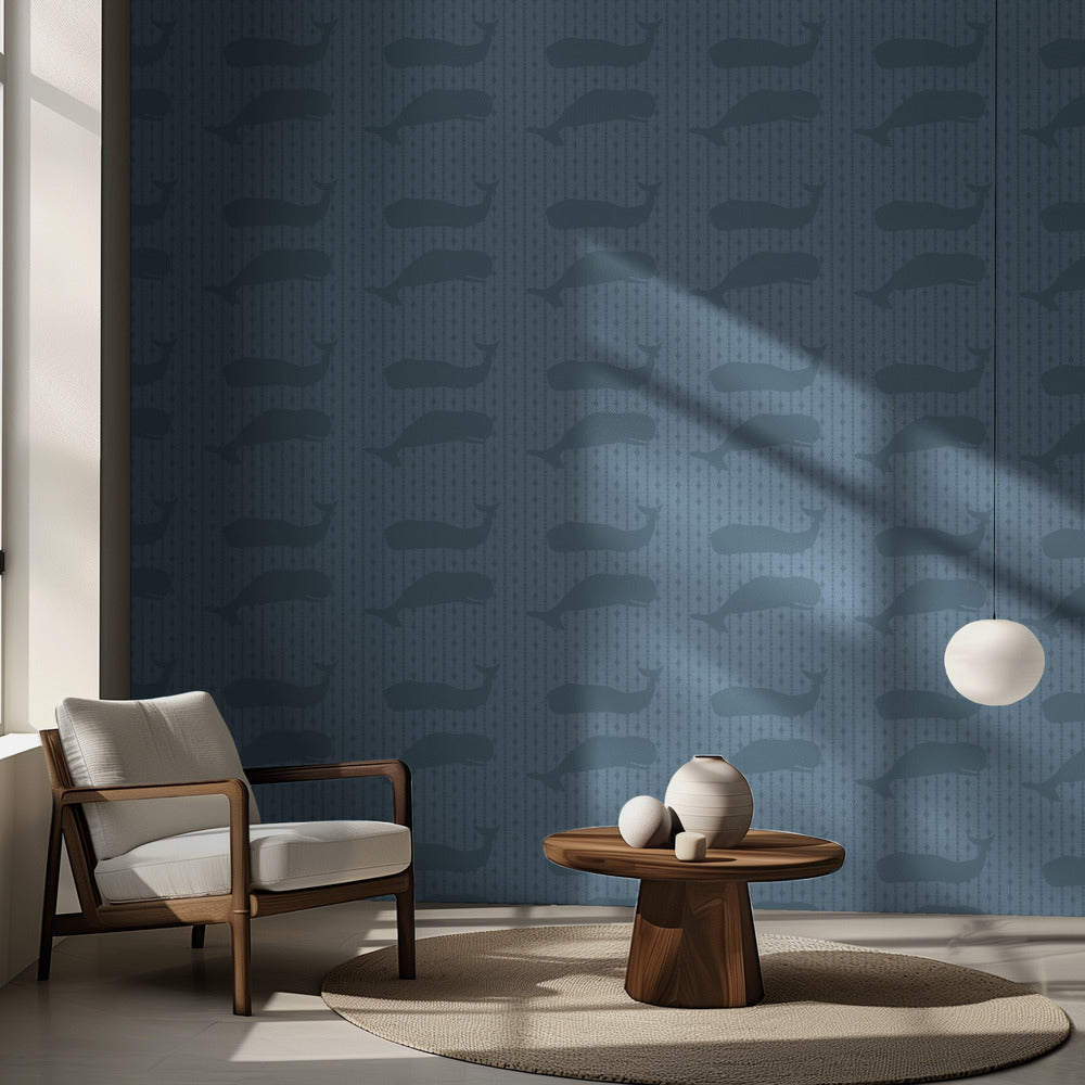 Whales Grey | Wallpaper