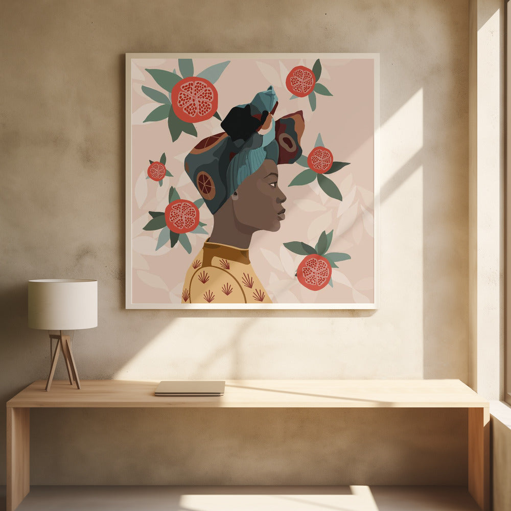 Granateple Afro Kvinne | Plakater - Kunsttrykk