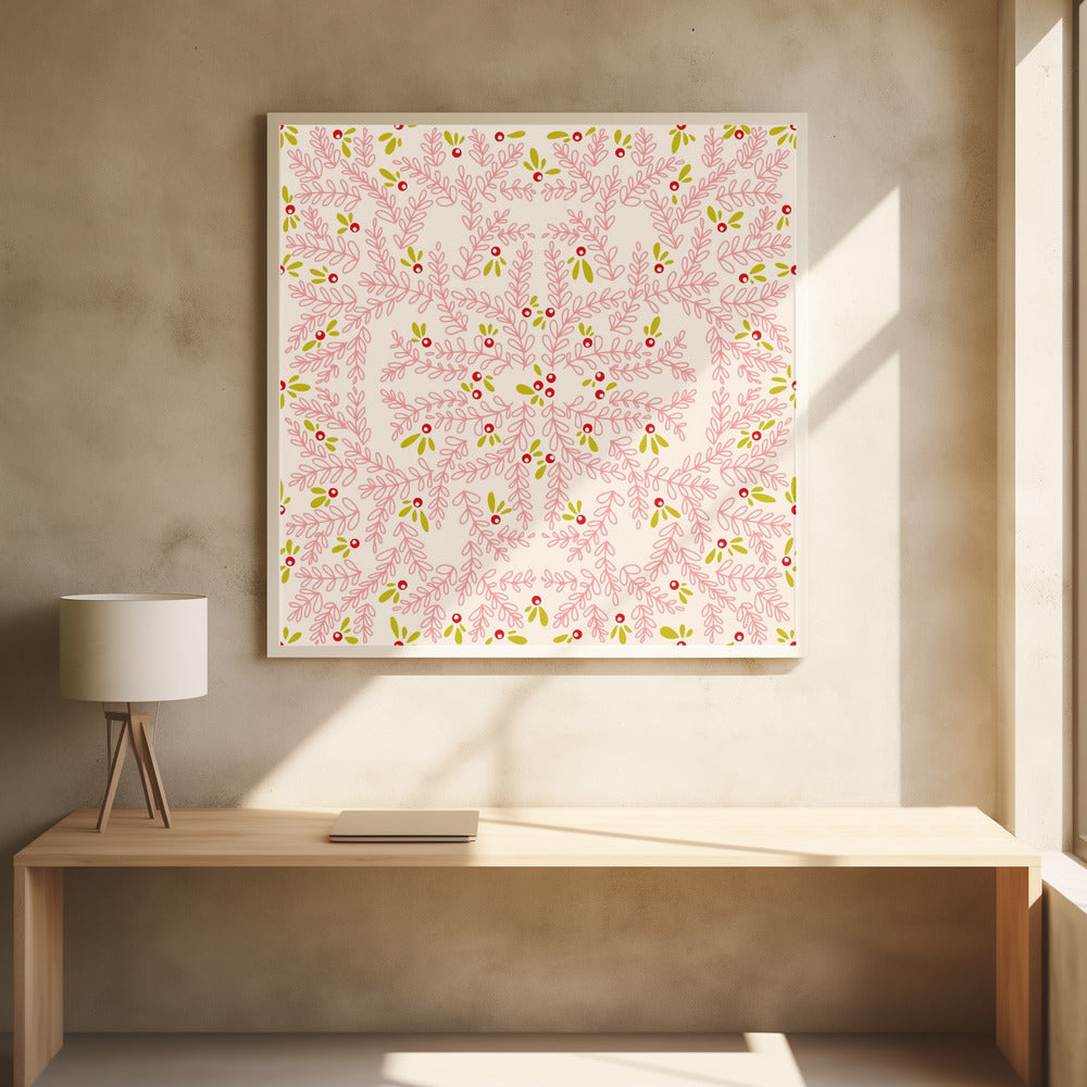 Underbart mönster med kvistar i mjukt rosa | Poster