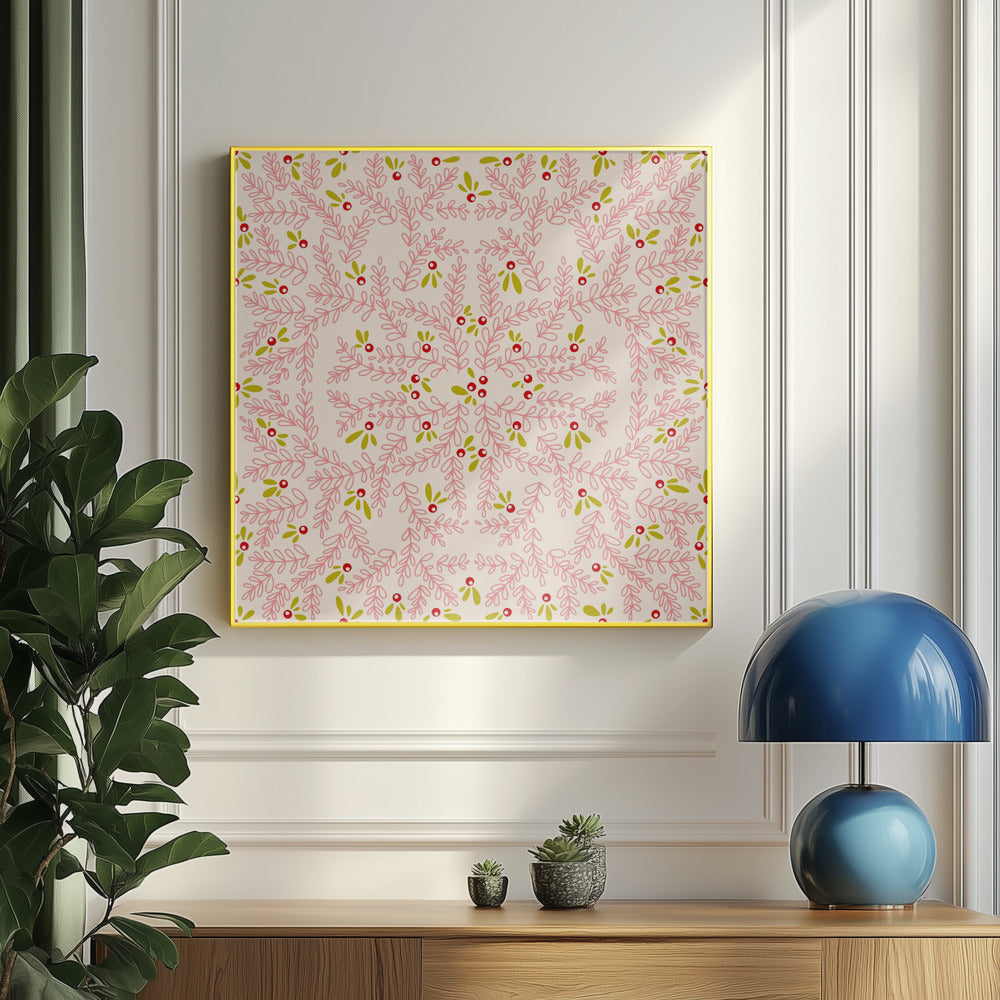 Underbart mönster med kvistar i mjukt rosa | Poster