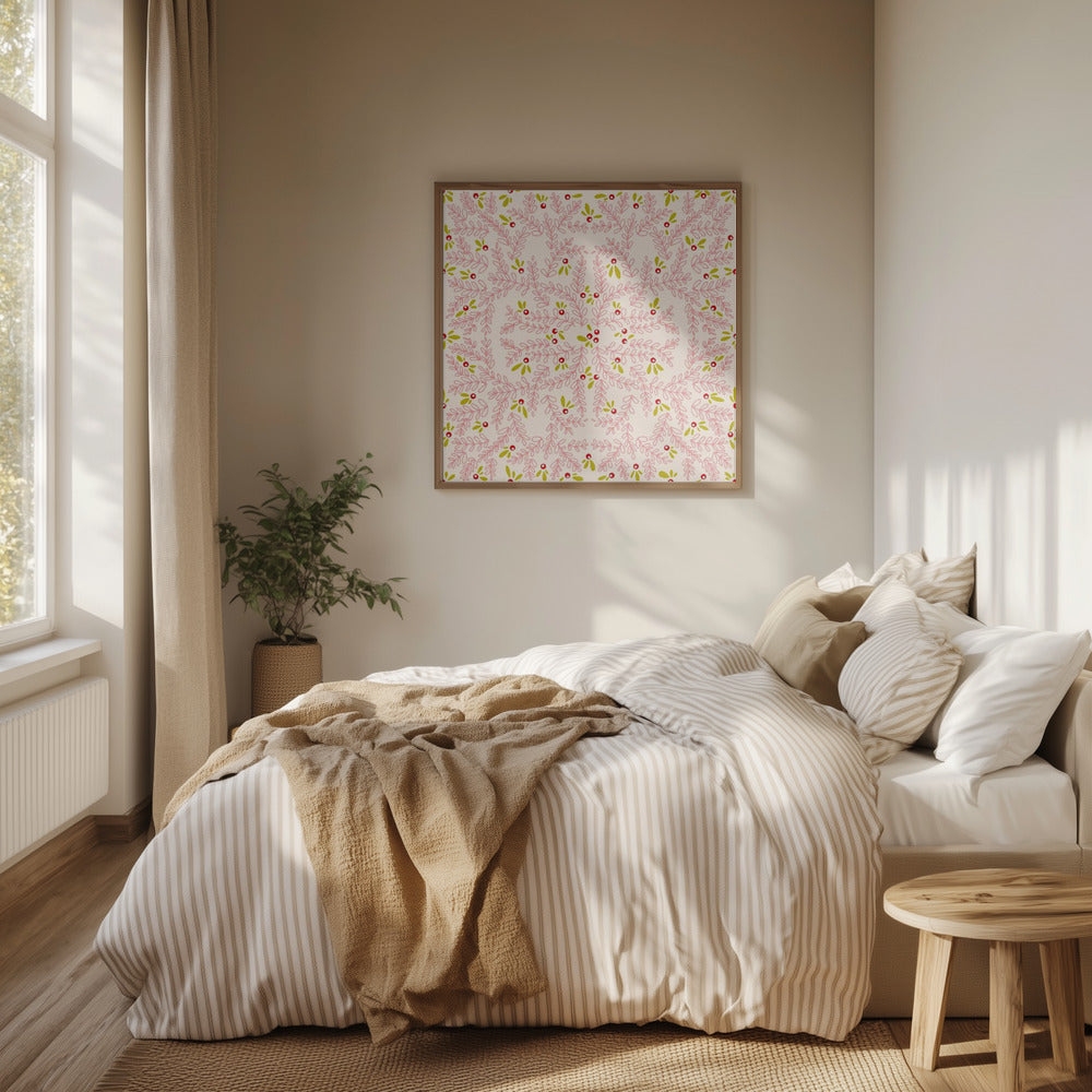 Underbart mönster med kvistar i mjukt rosa | Poster