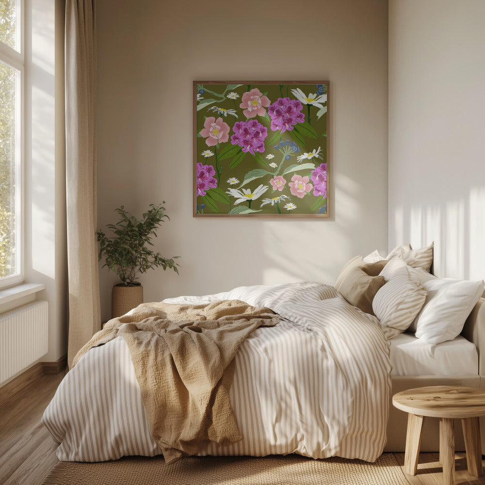 Rhododendron och prästkragar | Poster