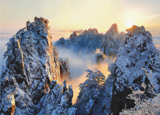Soluppgång vid berget Huang Shan | Tapet