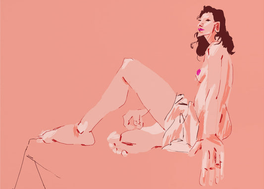 Girl Sitting Pink | Poster