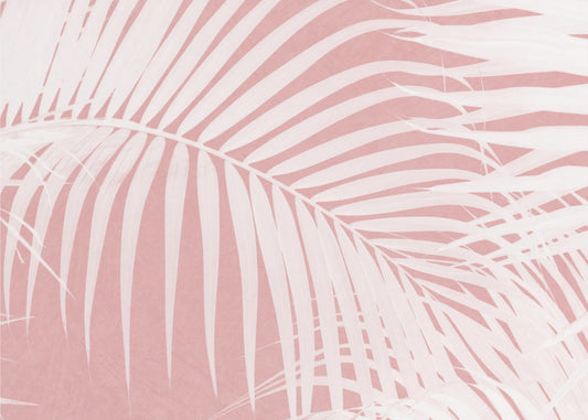 Palmblad på rosa silhuett IV | Tapet