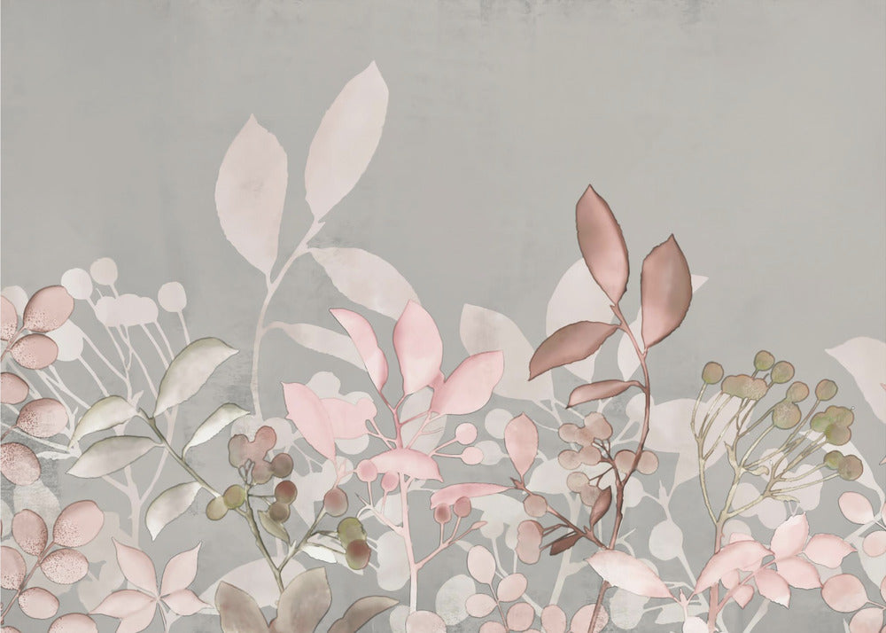 Akvarell Pastell Trädgård Rosa | Tapet