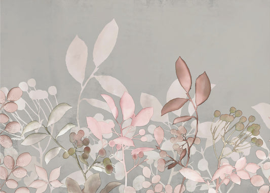 Akvarell Pastell Trädgård Rosa | Tapet