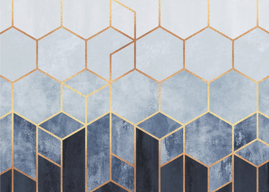 Mjuka blå hexagoner | Tapet