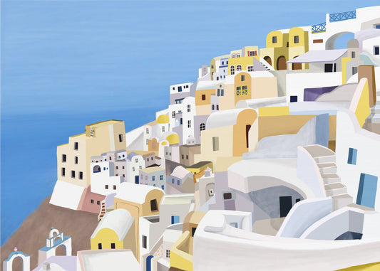 Santorini, Grekland Klipputsikt av konstnären Carla Daly | Canvastavla