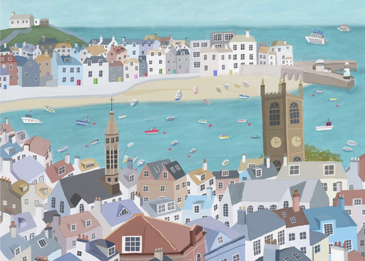 Vackra St Ives, Cornwall, Storbritannien av konstnären Carla Daly | Canvastavla
