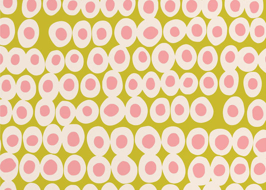 Wonderful bold dots pink and olive pattern | Poster