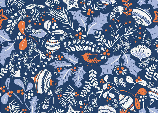 Wonderful ditsy holiday joy blue pattern | Poster