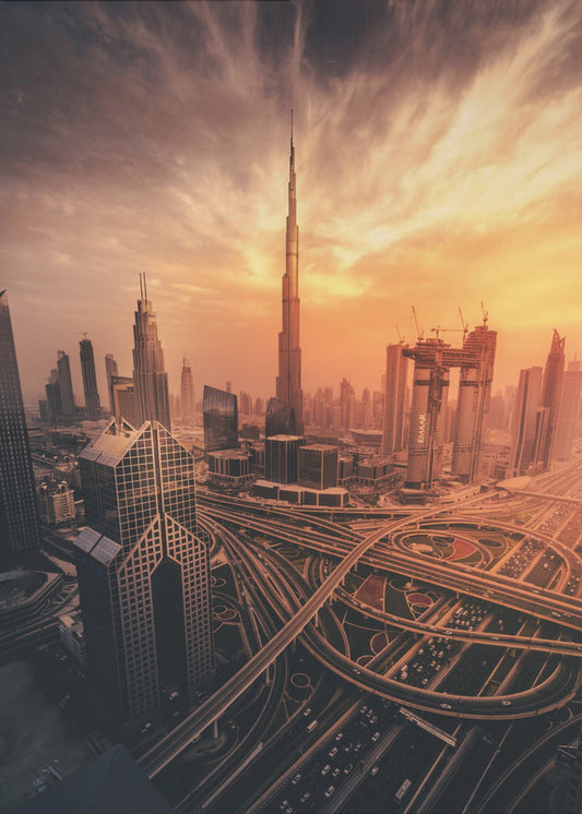 Dubais feuriger Sonnenuntergang | Leinwand-Bilder