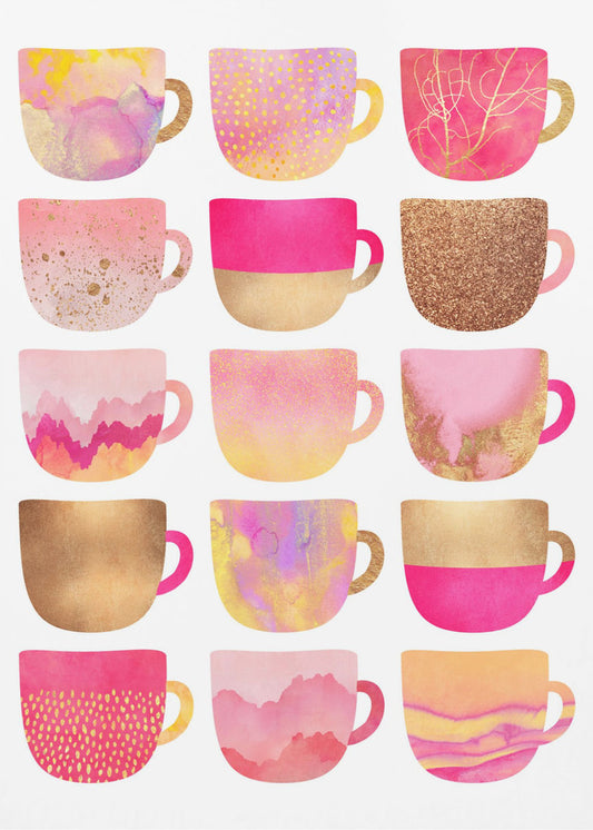 Pretty Pink Coffee Cups | Poster