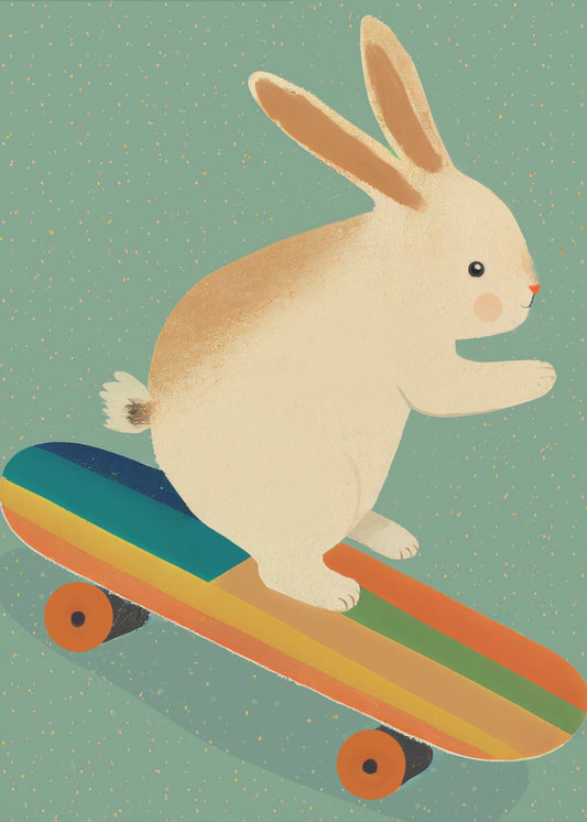 Bunny On Skateboard | Canvas