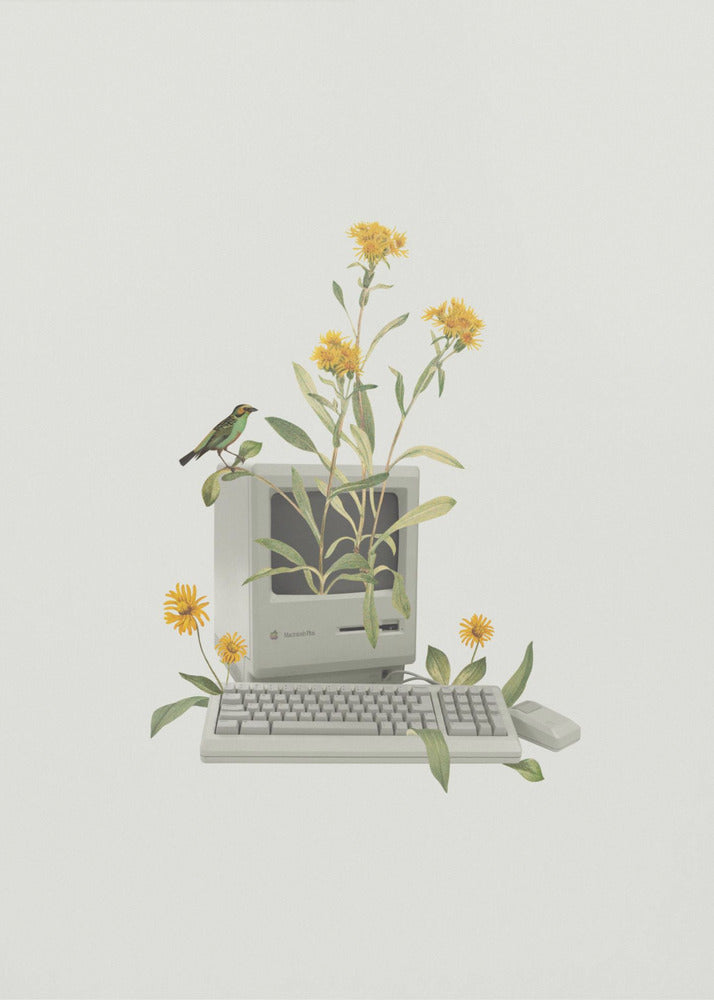 Blommig vintage dator | Canvas