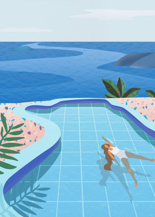 Flicka i pool | Canvastavla