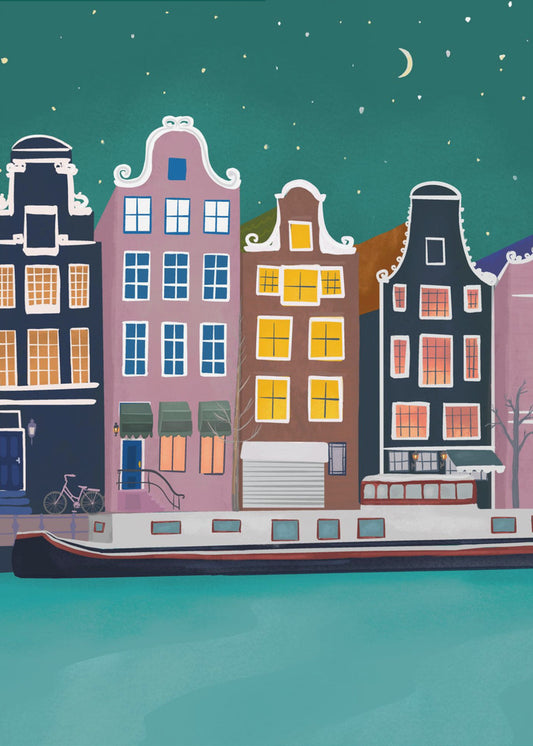 Amsterdam på natten | Canvas