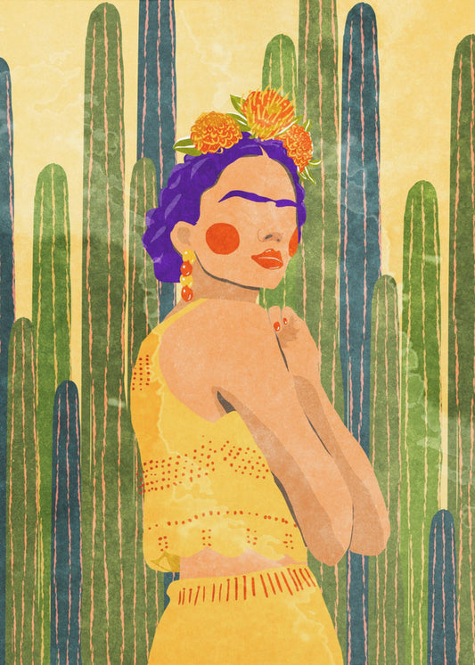 Frida och kaktusar | Canvas
