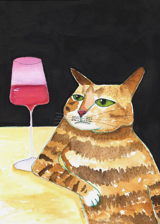 Katt fredagskväll dricker vin rolig katthumor | Poster