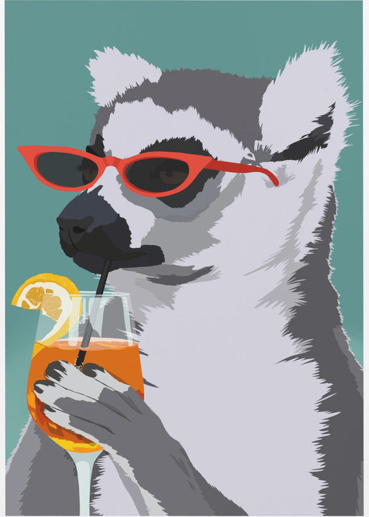 Jugdy Lemur med dryck | Poster