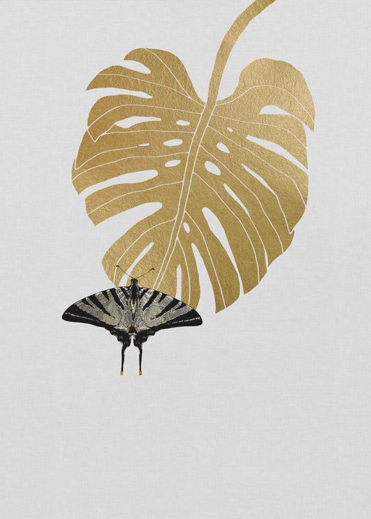 Butterfly & Monstera Leaf | Canvas
