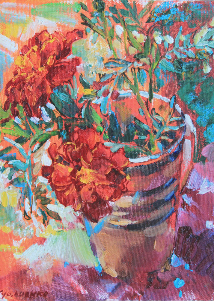 Tagetes i en kopp | Canvas