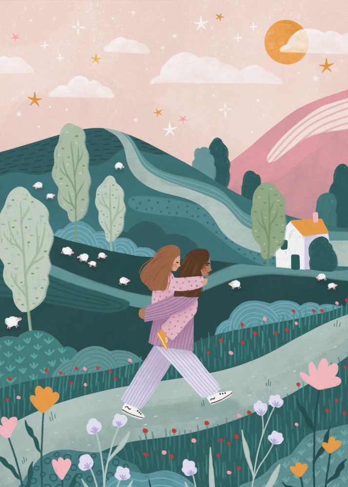 Mummy Daughter Countryside Walk | Canvas