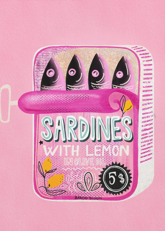 Sardiner i plåtburk rosa | Canvas