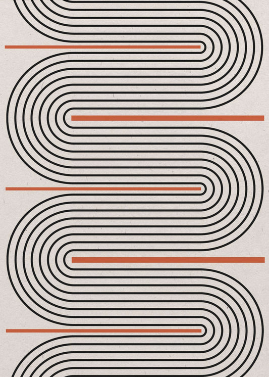 Red, Beige, Black Lines Contemporary | Poster