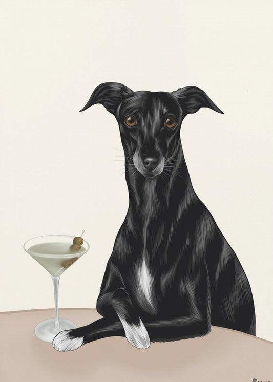 Elegant Greyhound med Martini | Poster