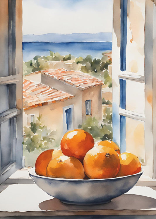 Orangenschale im Fenster | Affisch