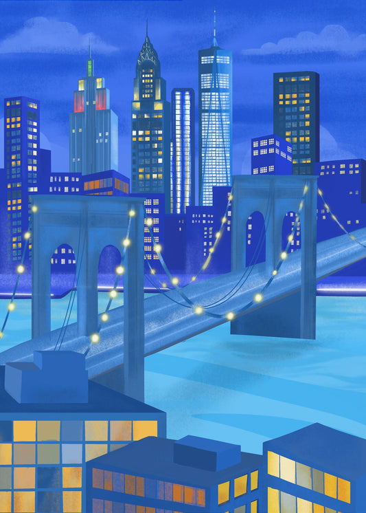 New York på natten | Canvastavla