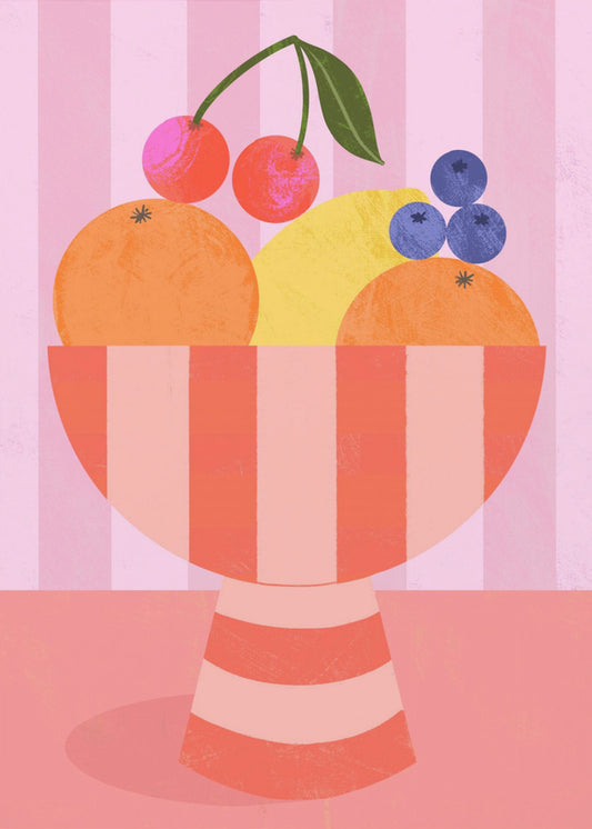 Obst in gestreifter Schale | Poster