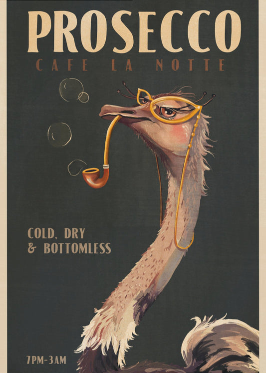 Art Deco Prosecco-väggkonst med en struts | Poster
